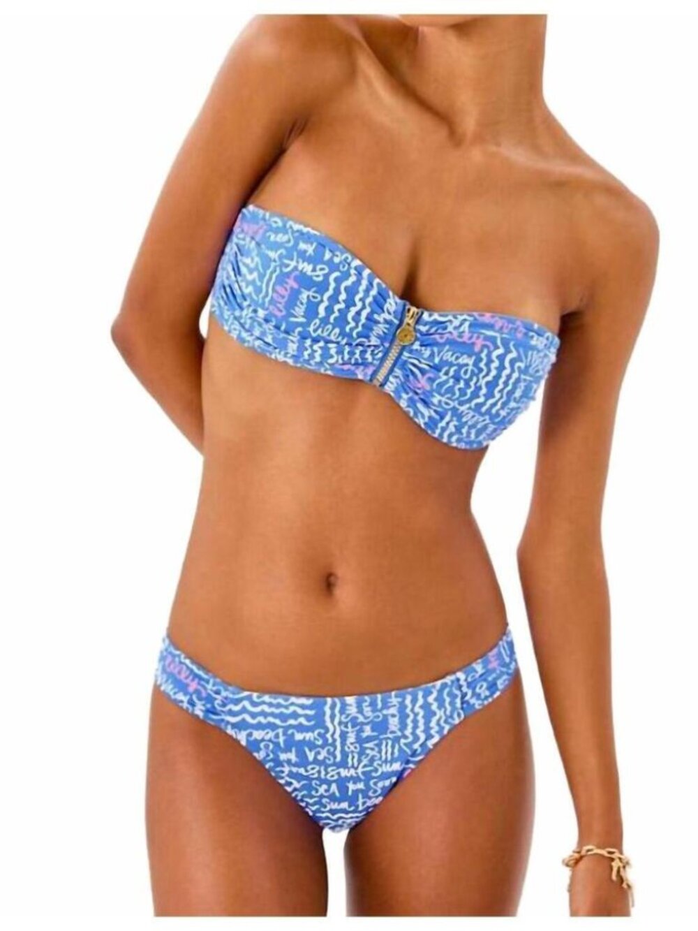 NWT Lilly Pulitzer Genya Bandeau Bikini Top in Sunwashed Blue, Seacrets. Size 6